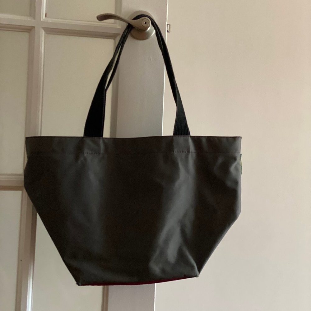 Vintage Herve Chapelier two tone tote bag grey with square base maroon